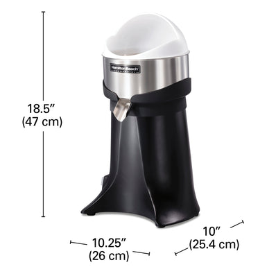 HAMILTON BEACH FreshMark™ Electric Citrus Juicer, 3/8 HP, 3 Reinforced Reamer Sizes, Rubber Collar