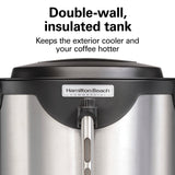 HAMILTON BEACH  40-Cup Coffee Urn, Alum., one hand dispensing, coffee level indicator