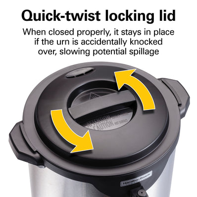 HAMILTON BEACH  40-Cup Coffee Urn, Alum., one hand dispensing, coffee level indicator