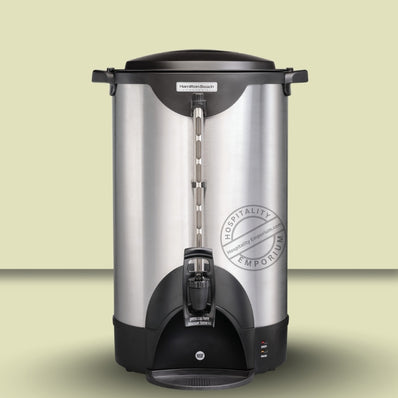 Hamilton Beach Commercial, Stainless Steel Urn, 100 cup, one hand dispensing, coffee level indicator