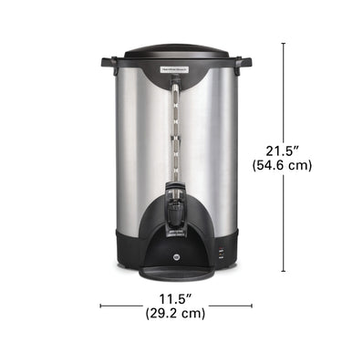 Hamilton Beach Commercial, Stainless Steel Urn, 100 cup, one hand dispensing, coffee level indicator