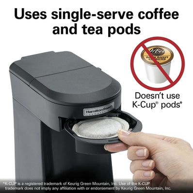 Hamilton Beach Coffee Maker 1 Cup Commercial Soft Pod , Auto Shut Off, Black