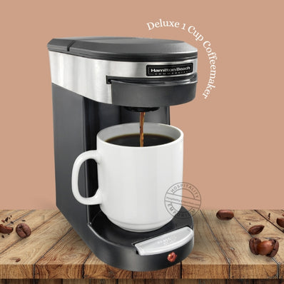 Cafetera de cápsulas Hamilton Beach Deluxe de 1 taza, apagado automático, color negro y acero inoxidable (también disponible en 230 V), paquete de 4