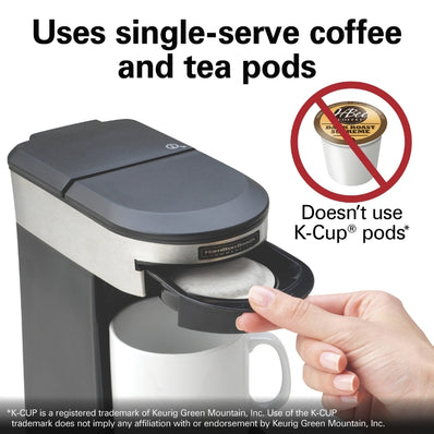 Cafetera de cápsulas Hamilton Beach Deluxe de 1 taza, apagado automático, color negro y acero inoxidable (también disponible en 230 V), paquete de 4