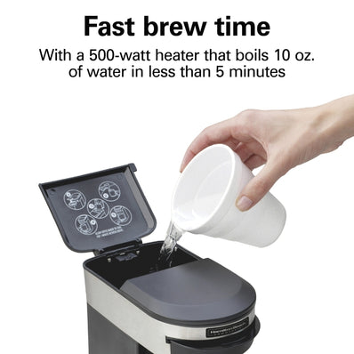 Cafetera de cápsulas Hamilton Beach Deluxe de 1 taza, apagado automático, color negro y acero inoxidable (también disponible en 230 V), paquete de 4