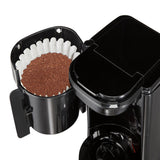 Cafetera de 4 tazas, apagado automático, cesta de preparación abatible y extraíble, color negro, con jarra de vidrio, paquete de 2