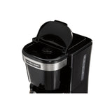 Cafetera de 4 tazas, apagado automático, cesta de preparación abatible y elevable, color negro, con jarra de acero inoxidable, paquete de 2