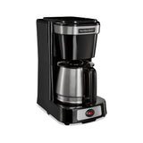Cafetera de 4 tazas, apagado automático, cesta de preparación abatible y elevable, color negro, con jarra de acero inoxidable, paquete de 2