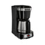 Cafetera de 4 tazas, apagado automático, cesta de preparación abatible y elevable, color negro, con jarra de acero inoxidable, paquete de 2