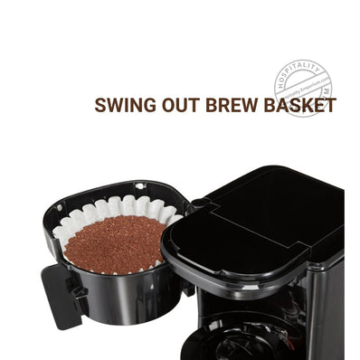 Cafetera de 4 tazas, apagado automático, cesta de preparación abatible y extraíble, color negro, con jarra de vidrio, paquete de 2