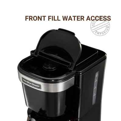 Cafetera de 4 tazas, apagado automático, cesta de preparación abatible y extraíble, color negro, con jarra de vidrio, paquete de 2