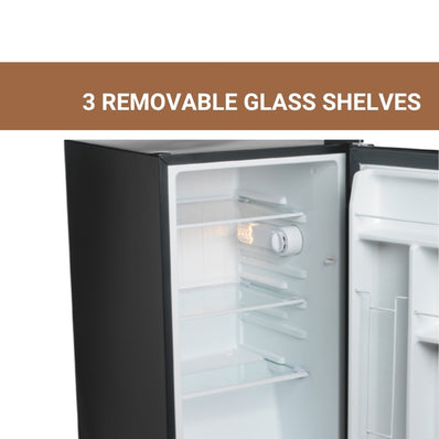 Hamilton Beach 3.2 cu. Ft. Refrigerator, Energy Star, 3 glass shelves, rev.door, leveling ft.