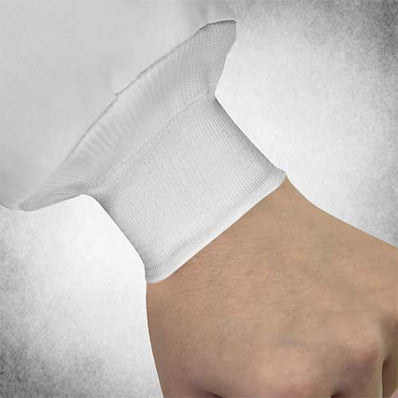 PREM. SHORT COUNTER Coat Dome Closure Knit Cuffs No Pockets 100% Poly Color White sizes XS-XL 3/Pack