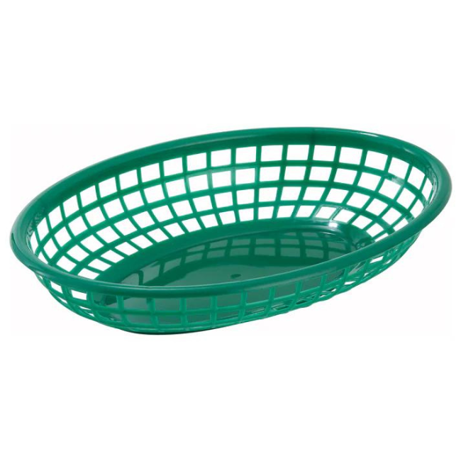 Oval Fast Food Basket - Green pk 12 ct
