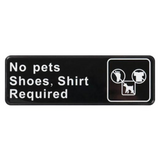 "No Pets/Shoes and Shirt Required" Sign - Black each