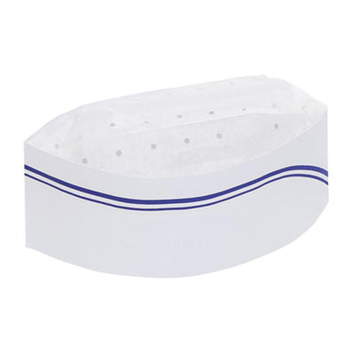 Chef Cap Overseas Style with Blue Stripe 100 ct