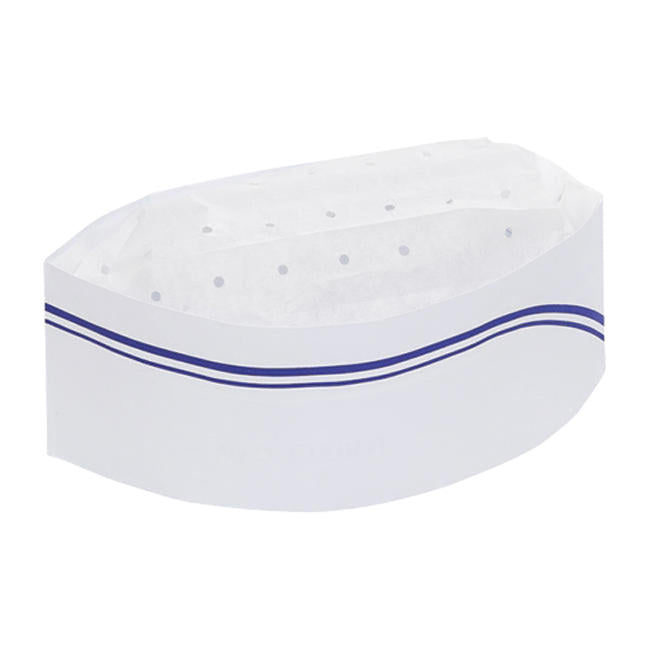 Chef Cap Overseas Style with Blue Stripe 100 ct