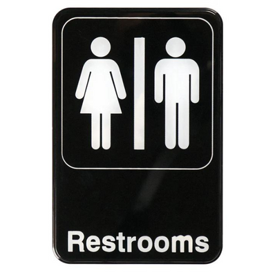 "Restrooms" Sign 6"x9" - Black each