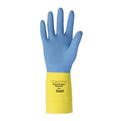 Chemi-Pro Natural Rubber Glove Blue and Yellow Small pk 1 pair