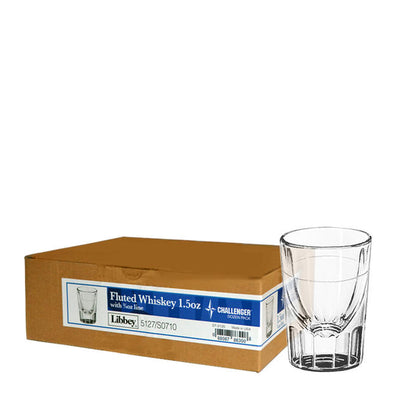 Challenger Whiskey Fluted 1 1/2 oz with 3/4 oz Line 1 dz
