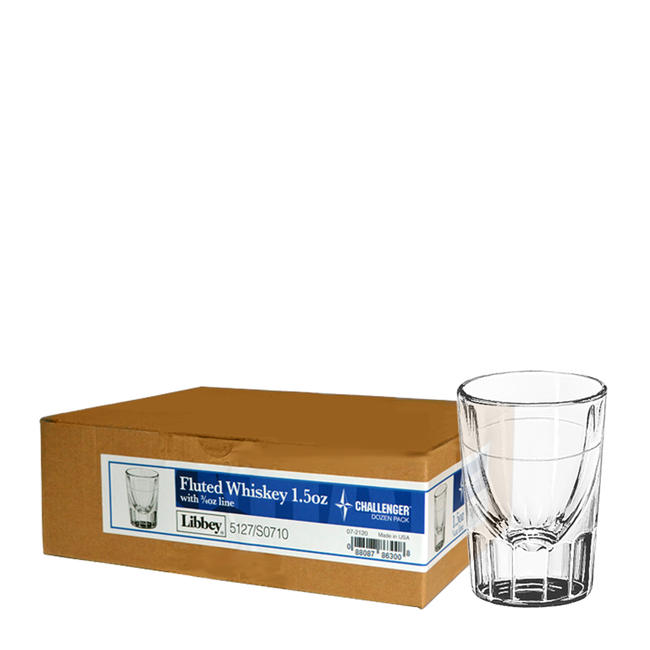 Challenger Whiskey Fluted 1 1/2 oz with 3/4 oz Line 1 dz