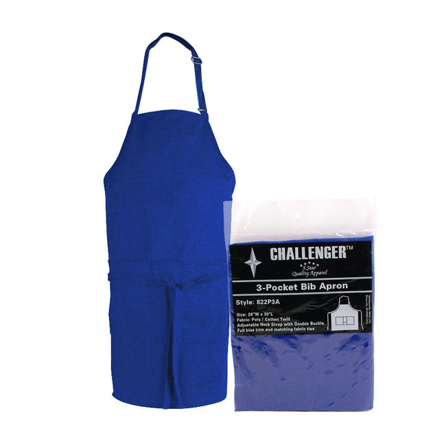 Full Bib 3-Pocket Apron Royal Blue each
