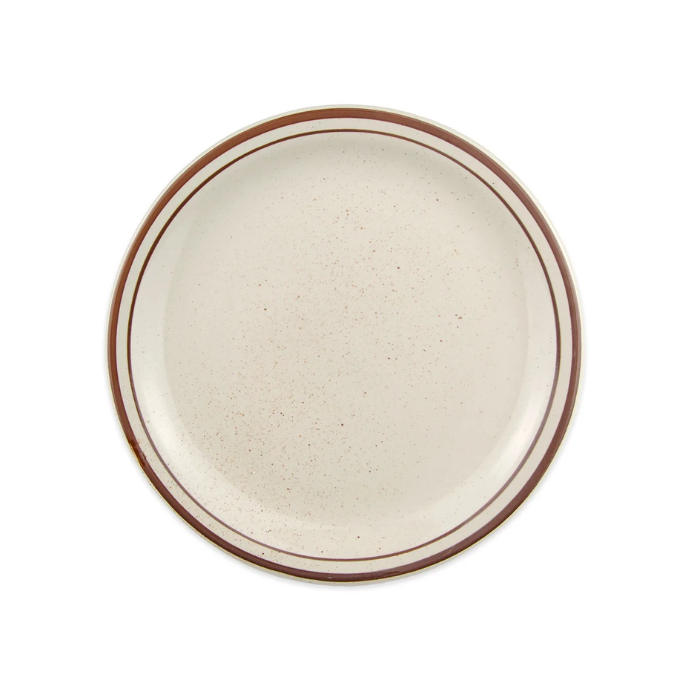 Desert Sand Plate Cream White with Brown Bands and Speckles 9 1/2" 2 dz