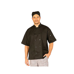 Classic Chef Coat Short Sleeve Black Large each