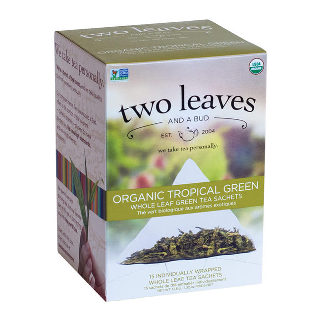 Two Leaves and a Bud Tea Organic Tropical Green 15 ct