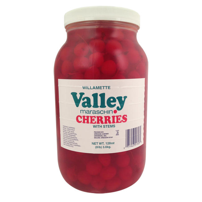 Royal Willamette Red Maraschino Cherry with Stem 128 oz