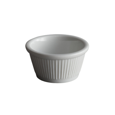 Bedrock Ramekin Fluted Bright White 2 oz 3 dz