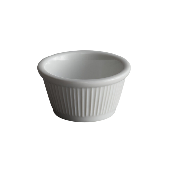 Bedrock Ramekin Fluted Bright White 2 oz 3 dz