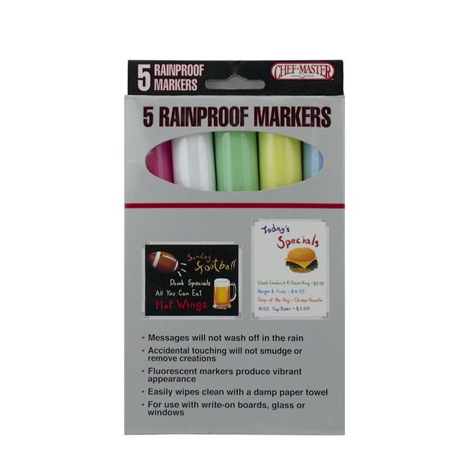 Markers Rainproof 5-Color pk 5 ct