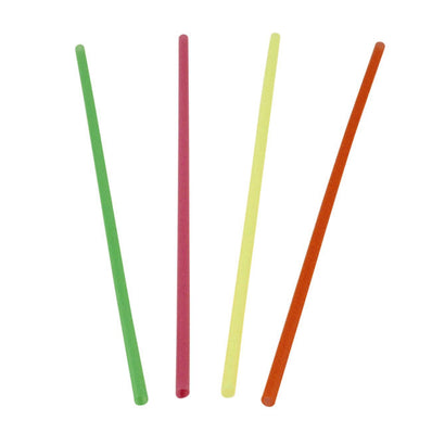 Slim Straw Assorted Neon 8" 500 ct