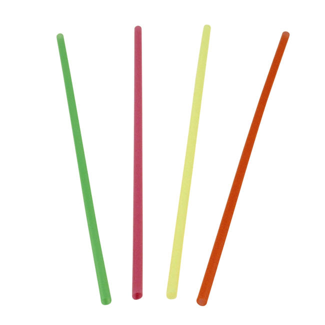 Slim Straw Assorted Neon 8" 500 ct