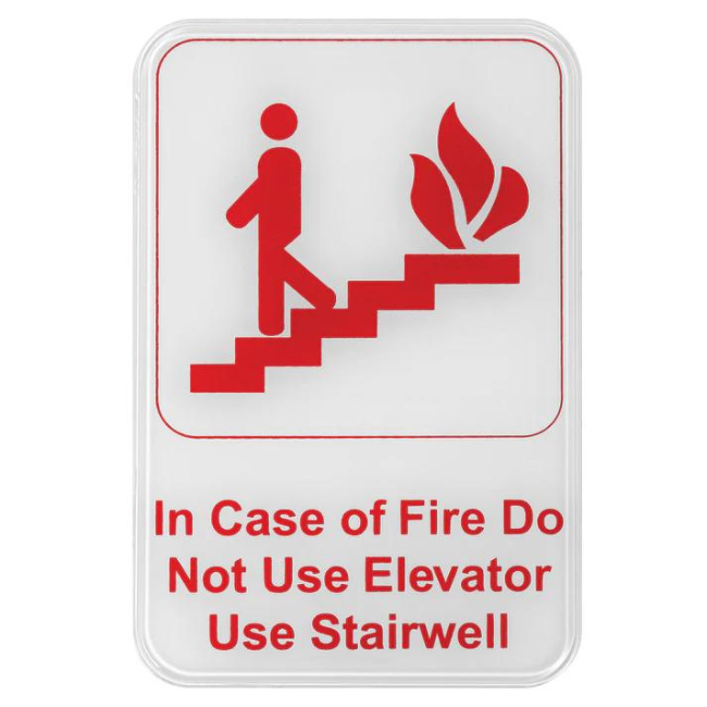 "In Case of Fire" Sign - White each