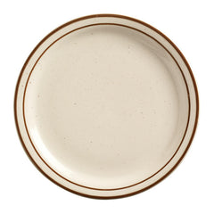Desert Sand Plate Cream White with Brown Bands and Speckles 10 1/2" 1 dz