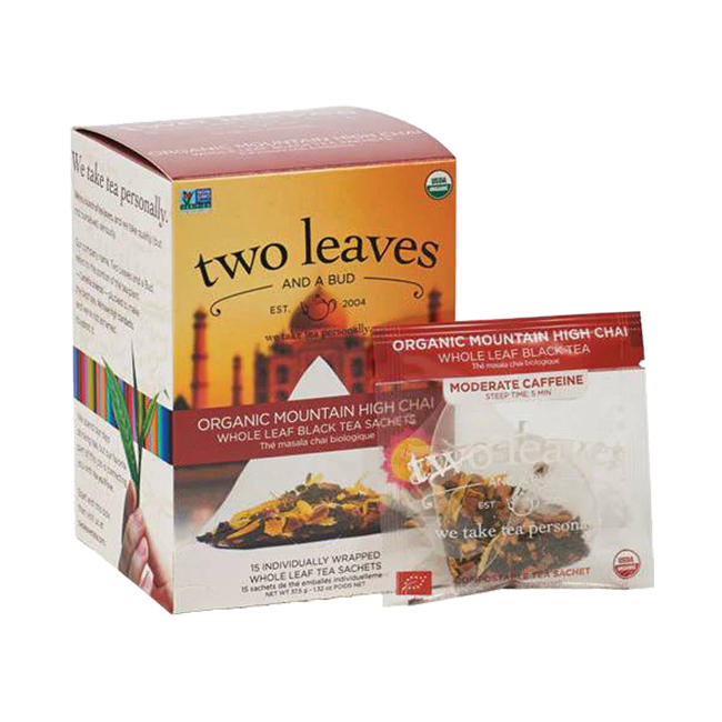 Two Leaves and a Bud Tea Organic Mountain High Chai 15 ct