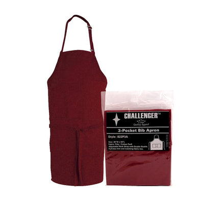 Full Bib 3-Pocket Apron Burgundy each