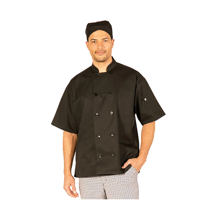 Classic Chef Coat Short Sleeve Black Extra Large each
