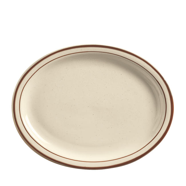 Desert Sand Platter Cream White with Brown Bands and Speckles 11 1/2" 1 dz