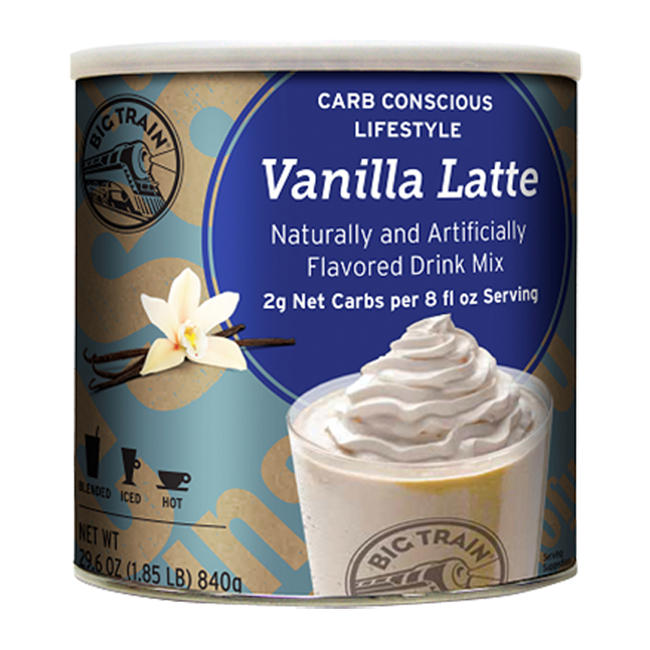 Big Train Vanilla Latte Carb Conscious Blended Ice Coffee Mix Can 1.85 lb