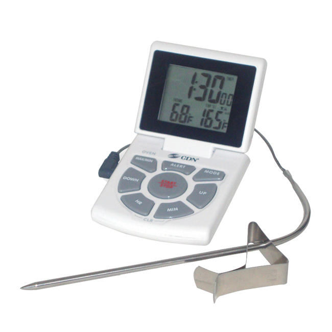 Thermometer Probe with Timer and Clock each