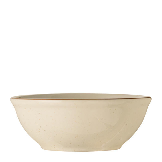 Desert Sand Oatmeal Bowl Cream White with Brown Bands and Speckles 16 oz 3 dz