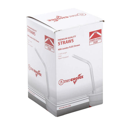 Choice Jumbo Flex Straw Clear 7 5/8" 400 ct