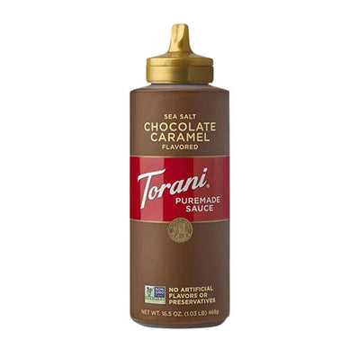 Torani Chocolate Salted Caramel Puremade Sauce Squeeze Bottle 16.5 oz