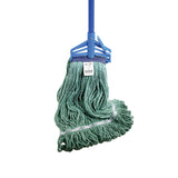 Globe Commercial Syn-Pro® Synthetic Narrow Band Wet Green Looped End Mop - 16 Oz color:Green/Orange 12/Pack