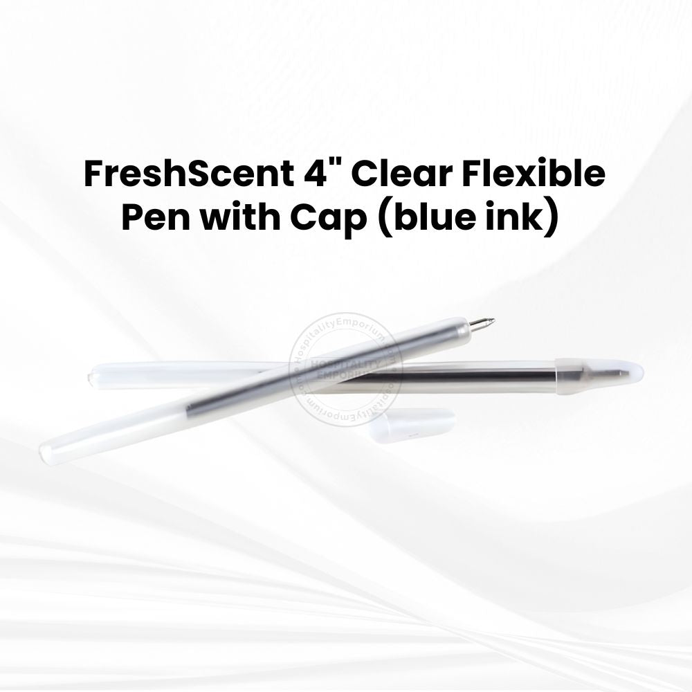 FreshScent 4" Clear Flexible Pen with Cap (blue ink)