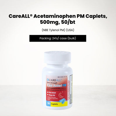 CareALL Acetaminophen PM Caplets, 500mg, 50/bt (NBE Tylenol PM) (USA)