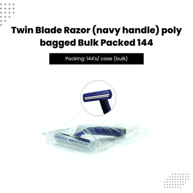 FreshScent Twin Blade Razor (navy handle) poly bagged Bulk Packed